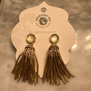 Spartina 18 KT gold plated gold color tassel dangle pierced earrings